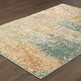 2' X 3' Foam Blue Pumpkin And Golden Yellow Abstract Power Loom Stain Resistant Area Rug - Homeroots - Flyclothing LLC
