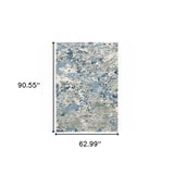 5' X 8' Grey Blue Ivory Navy Beige And Brown Abstract Power Loom Stain Resistant Area Rug - Homeroots - Flyclothing LLC