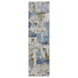 2' X 8' Grey Blue Navy Ivory And Brown Abstract Power Loom Stain Resistant Runner Rug - Homeroots - Flyclothing LLC