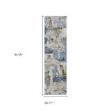 2' X 8' Grey Blue Navy Ivory And Brown Abstract Power Loom Stain Resistant Runner Rug - Homeroots - Flyclothing LLC