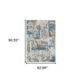 5' X 8' Grey Blue Navy Ivory And Brown Abstract Power Loom Stain Resistant Area Rug - Homeroots - Flyclothing LLC