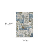 6' X 9' Grey Blue Navy Ivory And Brown Abstract Power Loom Stain Resistant Area Rug - Homeroots - Flyclothing LLC