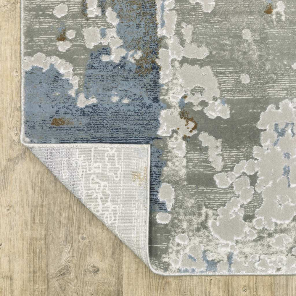 10' X 13' Grey Blue Navy Ivory And Brown Abstract Power Loom Stain Resistant Area Rug - Homeroots - Flyclothing LLC
