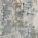 2' X 8' Grey Blue Brown Ivory And Deep Blue Abstract Power Loom Stain Resistant Runner Rug - Homeroots - Flyclothing LLC