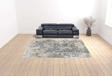 10' X 13' Grey Blue Brown Ivory And Deep Blue Abstract Power Loom Stain Resistant Area Rug - Homeroots - Flyclothing LLC