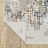 10' X 13' Grey Blue Brown Ivory And Deep Blue Abstract Power Loom Stain Resistant Area Rug - Homeroots - Flyclothing LLC