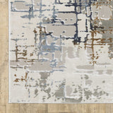 10' X 13' Grey Blue Brown Ivory And Deep Blue Abstract Power Loom Stain Resistant Area Rug - Homeroots - Flyclothing LLC