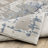 10' X 13' Grey Blue Brown Ivory And Deep Blue Abstract Power Loom Stain Resistant Area Rug - Homeroots - Flyclothing LLC
