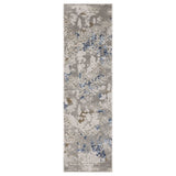 2' X 8' Grey Blue Ivory Brown And Navy Abstract Power Loom Stain Resistant Runner Rug - Homeroots - Flyclothing LLC