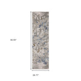 2' X 8' Grey Blue Ivory Brown And Navy Abstract Power Loom Stain Resistant Runner Rug - Homeroots - Flyclothing LLC