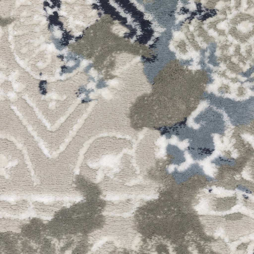 10' X 13' Grey Blue Ivory Brown And Navy Abstract Power Loom Stain Resistant Area Rug - Homeroots - Flyclothing LLC