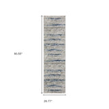 2' X 8' Grey Blue Light Blue Ivory And Brown Abstract Power Loom Stain Resistant Runner Rug - Homeroots - Flyclothing LLC