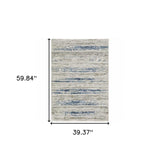 3' X 5' Blue Ivory Grey Light Blue And Brown Abstract Power Loom Stain Resistant Area Rug - Homeroots - Flyclothing LLC