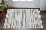 3' X 5' Grey Blue Ivory Brown Beige And Navy Abstract Power Loom Stain Resistant Area Rug - Homeroots - Flyclothing LLC