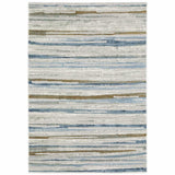 3' X 5' Grey Blue Ivory Brown Beige And Navy Abstract Power Loom Stain Resistant Area Rug - Homeroots - Flyclothing LLC