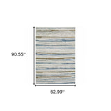 5' X 8' Grey Blue Ivory Brown Beige And Navy Abstract Power Loom Stain Resistant Area Rug - Homeroots - Flyclothing LLC
