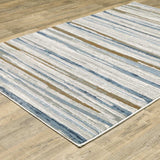 10' X 13' Grey Blue Ivory Brown Beige And Navy Abstract Power Loom Stain Resistant Area Rug - Homeroots - Flyclothing LLC