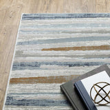 10' X 13' Grey Blue Ivory Brown Beige And Navy Abstract Power Loom Stain Resistant Area Rug - Homeroots - Flyclothing LLC