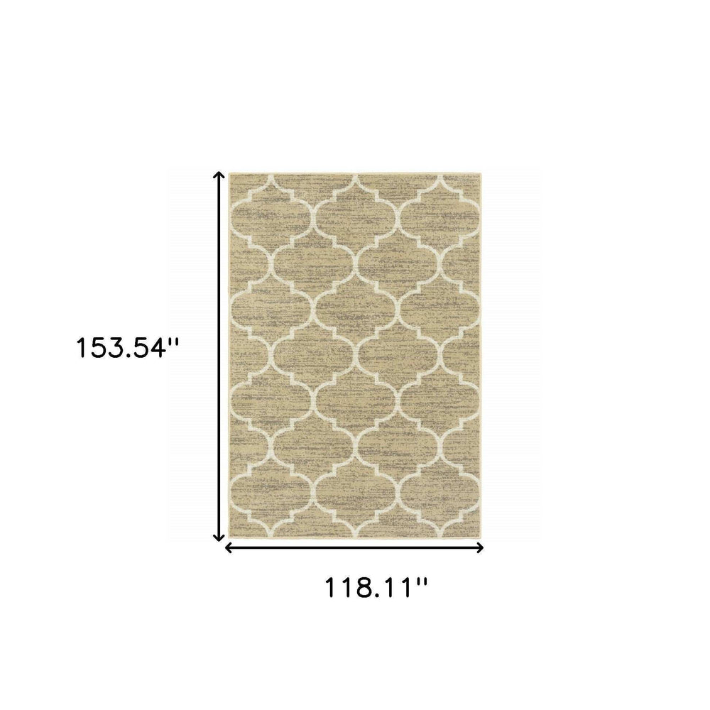 10' X 13' Beige And Ivory Geometric Power Loom Stain Resistant Area Rug - Homeroots - Flyclothing LLC