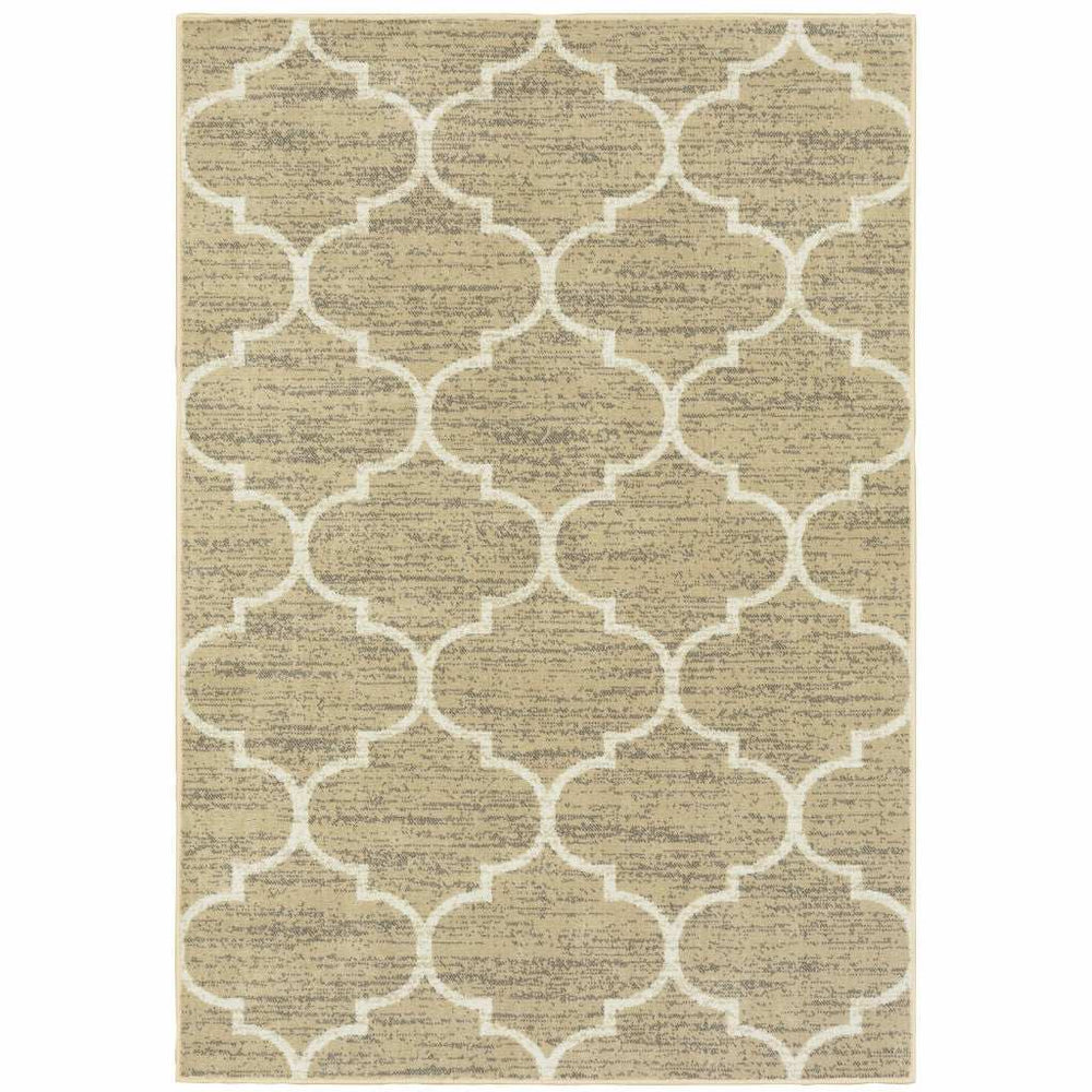 10' X 13' Beige And Ivory Geometric Power Loom Stain Resistant Area Rug - Homeroots - Flyclothing LLC