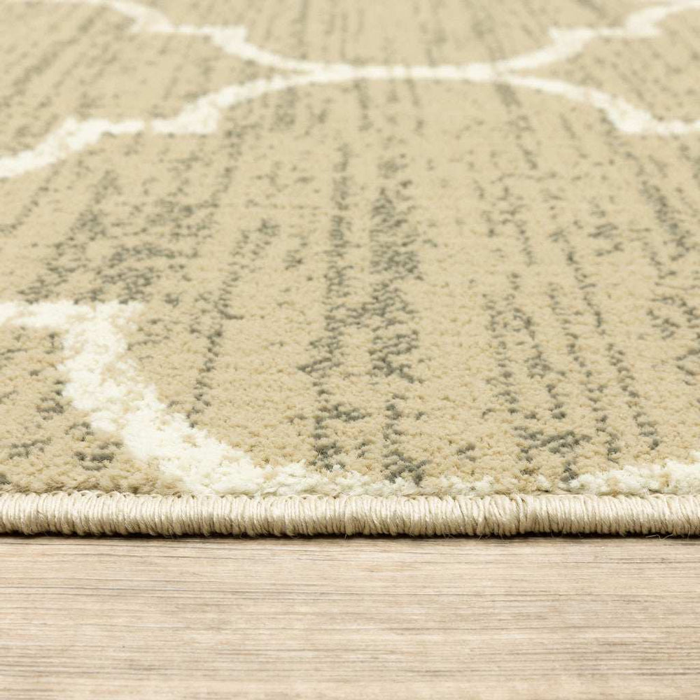 10' X 13' Beige And Ivory Geometric Power Loom Stain Resistant Area Rug - Homeroots - Flyclothing LLC