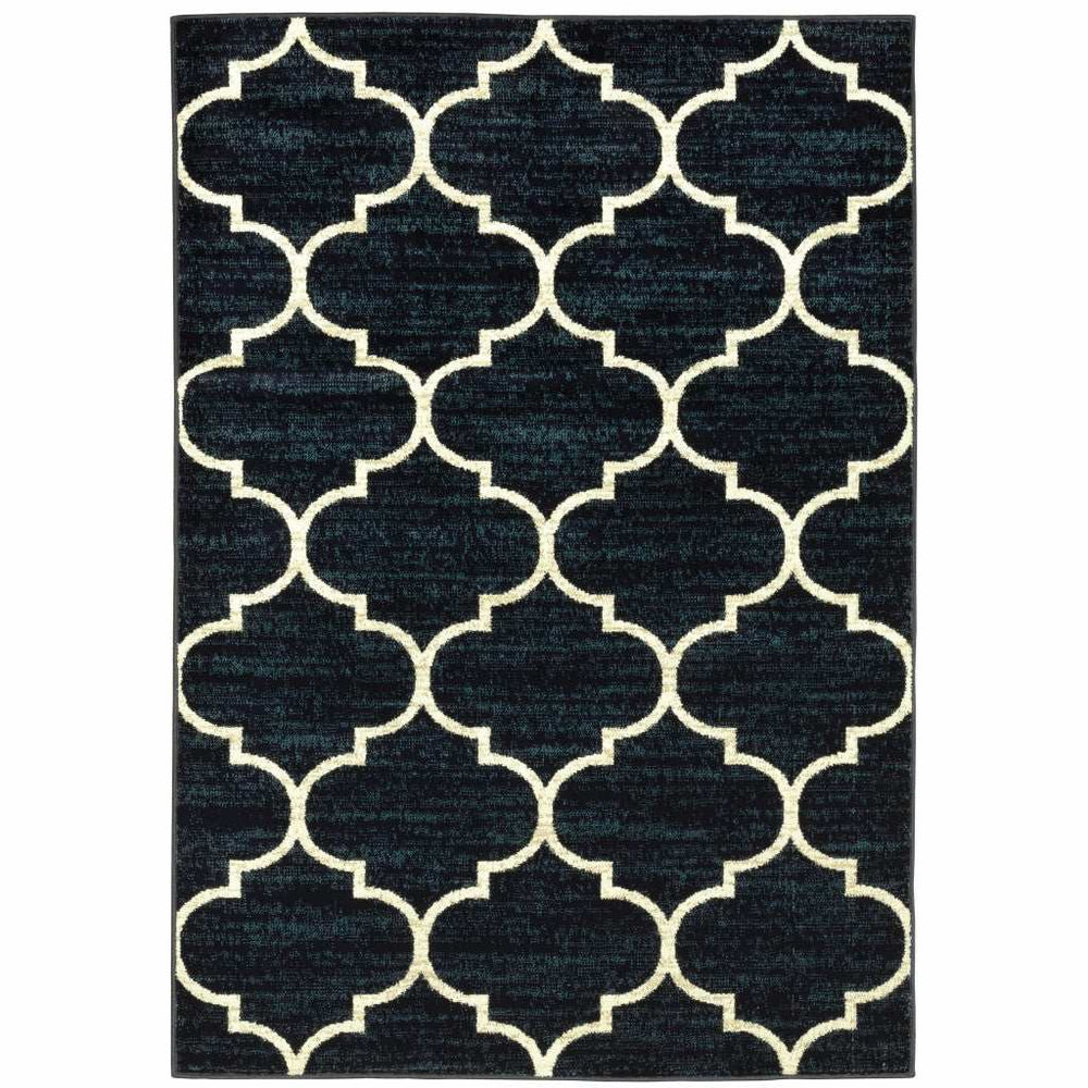 10' X 13' Navy And Ivory Geometric Power Loom Stain Resistant Area Rug - Homeroots - Flyclothing LLC