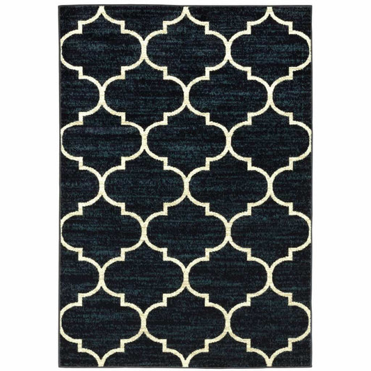 10' X 13' Navy And Ivory Geometric Power Loom Stain Resistant Area Rug - Homeroots - Flyclothing LLC