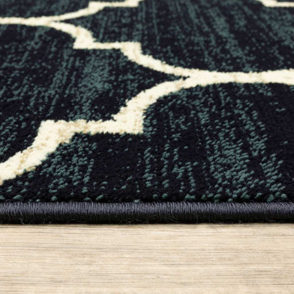 10' X 13' Navy And Ivory Geometric Power Loom Stain Resistant Area Rug - Homeroots - Flyclothing LLC