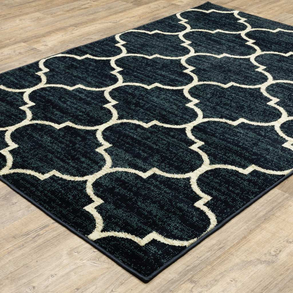 10' X 13' Navy And Ivory Geometric Power Loom Stain Resistant Area Rug - Homeroots - Flyclothing LLC