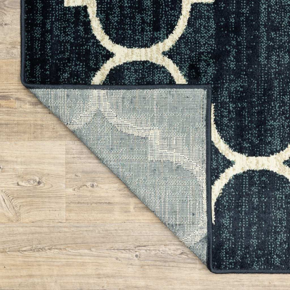 10' X 13' Navy And Ivory Geometric Power Loom Stain Resistant Area Rug - Homeroots - Flyclothing LLC