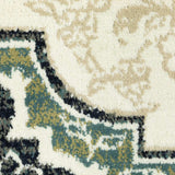 10' X 13' Ivory Navy And Green Oriental Power Loom Stain Resistant Area Rug - Homeroots - Flyclothing LLC