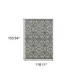 10' X 13' Blue And Ivory Floral Power Loom Stain Resistant Area Rug - Homeroots - Flyclothing LLC