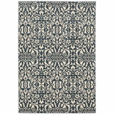 10' X 13' Blue And Ivory Floral Power Loom Stain Resistant Area Rug - Homeroots - Flyclothing LLC