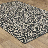 10' X 13' Blue And Ivory Floral Power Loom Stain Resistant Area Rug - Homeroots - Flyclothing LLC