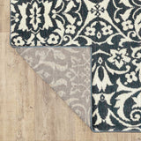 10' X 13' Blue And Ivory Floral Power Loom Stain Resistant Area Rug - Homeroots - Flyclothing LLC