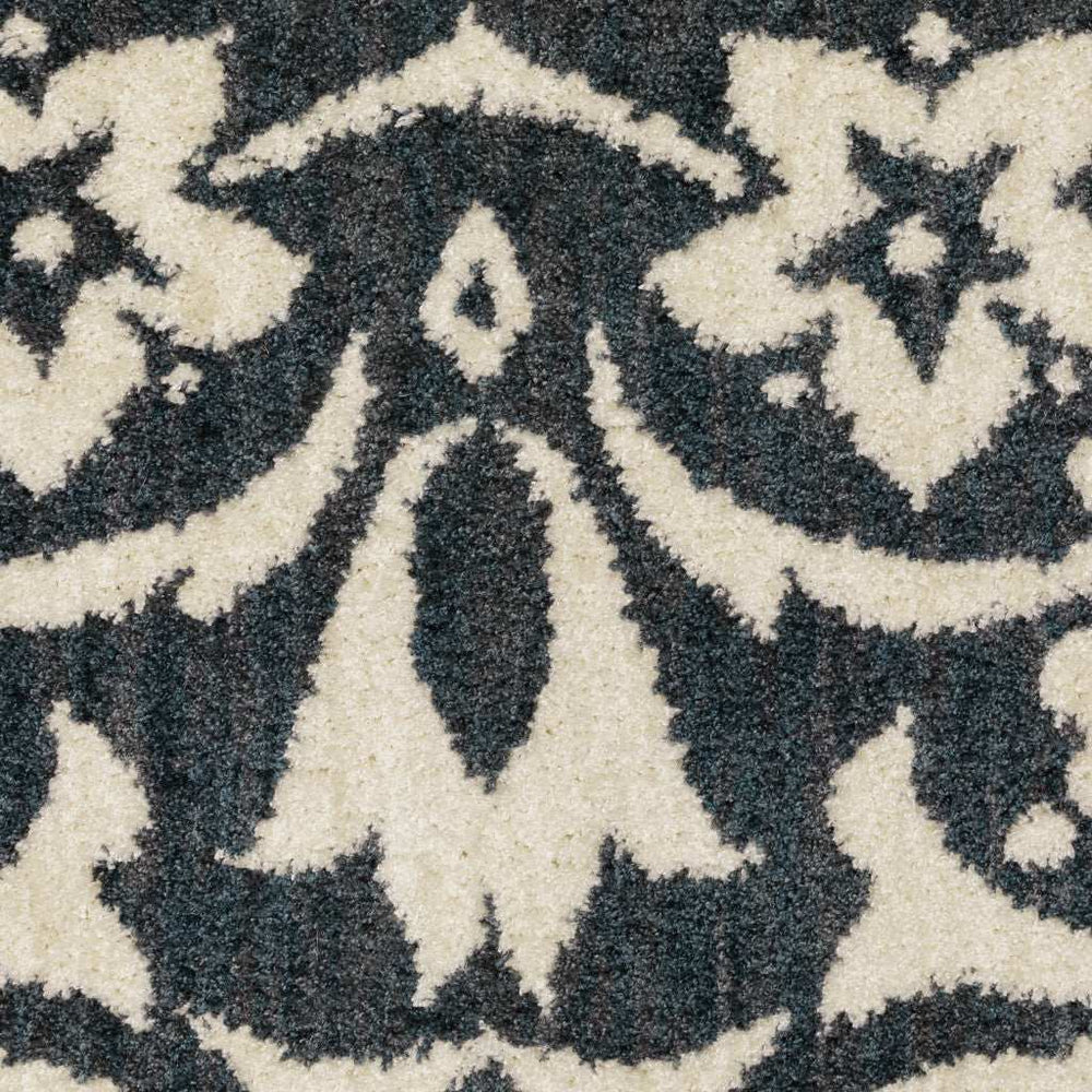 10' X 13' Blue And Ivory Floral Power Loom Stain Resistant Area Rug - Homeroots - Flyclothing LLC