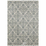 10' X 13' Ivory Blue And Sage Floral Power Loom Stain Resistant Area Rug - Homeroots - Flyclothing LLC