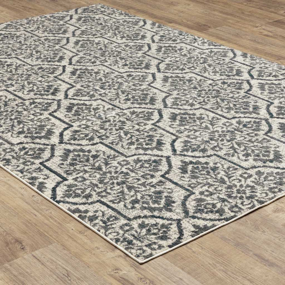 10' X 13' Ivory Blue And Sage Floral Power Loom Stain Resistant Area Rug - Homeroots - Flyclothing LLC