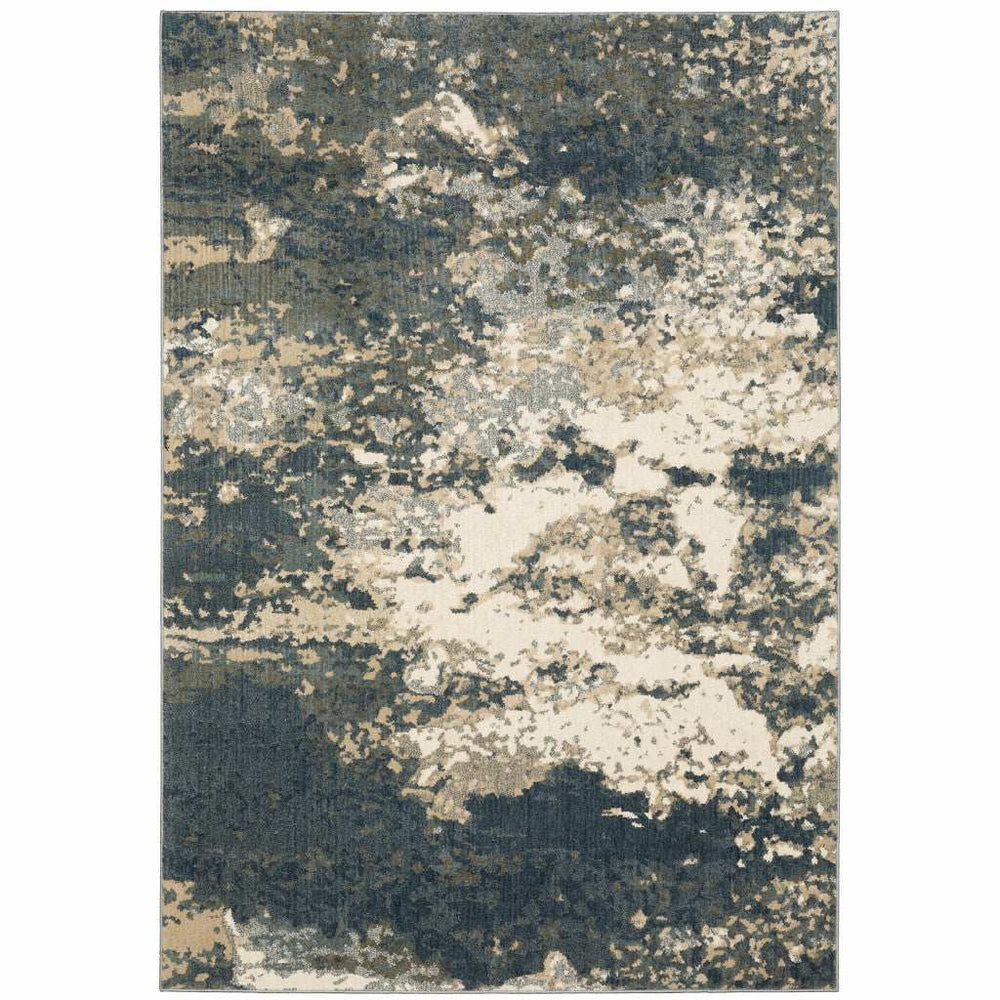 10' X 13' Beige Blue And Sage Abstract Power Loom Stain Resistant Area Rug - Homeroots - Flyclothing LLC