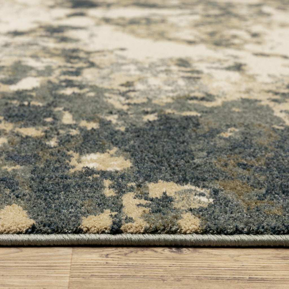 10' X 13' Beige Blue And Sage Abstract Power Loom Stain Resistant Area Rug - Homeroots - Flyclothing LLC