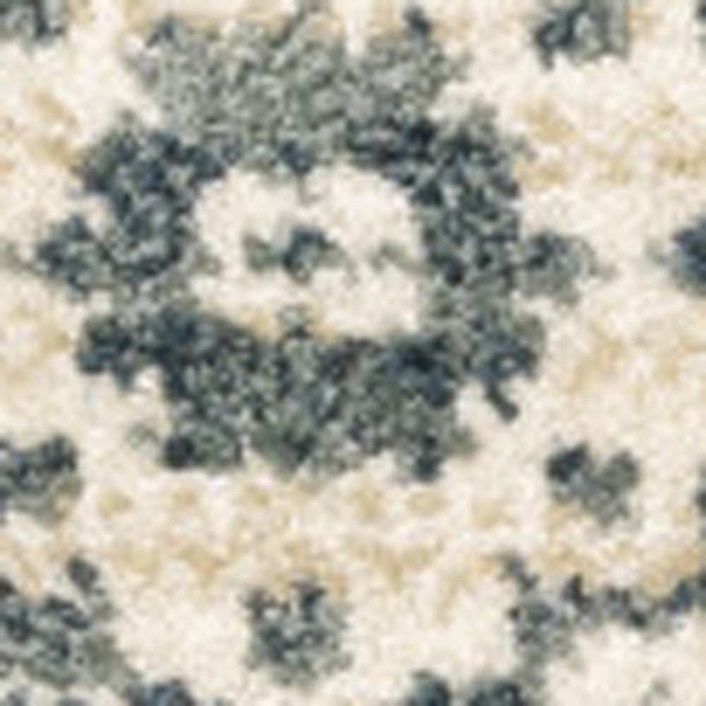 10' X 13' Beige Grey And Blue Oriental Power Loom Stain Resistant Area Rug - Homeroots - Flyclothing LLC