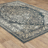 10' X 13' Beige Grey And Blue Oriental Power Loom Stain Resistant Area Rug - Homeroots - Flyclothing LLC