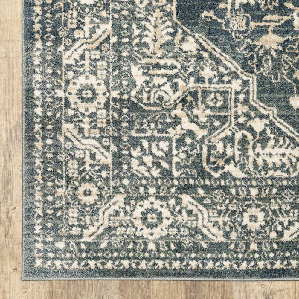10' X 13' Beige Grey And Blue Oriental Power Loom Stain Resistant Area Rug - Homeroots - Flyclothing LLC