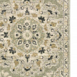 2' X 8' Green Ivory Grey And Tan Floral Power Loom Stain Resistant Runner Rug - Homeroots - Flyclothing LLC
