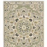 2' X 8' Green Ivory Grey And Tan Floral Power Loom Stain Resistant Runner Rug - Homeroots - Flyclothing LLC