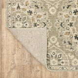 2' X 8' Green Ivory Grey And Tan Floral Power Loom Stain Resistant Runner Rug - Homeroots - Flyclothing LLC