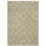 10' X 13' Green Ivory Grey And Tan Floral Power Loom Stain Resistant Area Rug - Homeroots - Flyclothing LLC