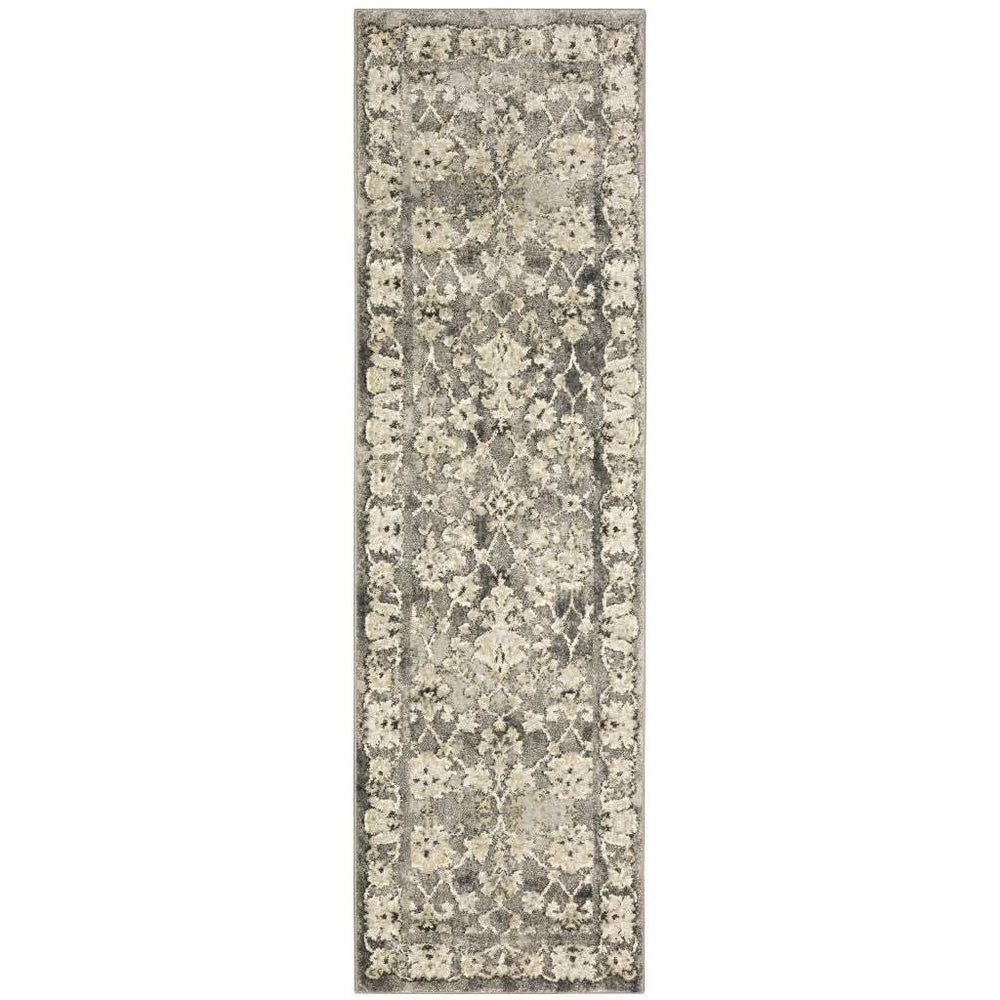 2' X 8' Grey Beige Tan And Brown Oriental Power Loom Stain Resistant Runner Rug - Homeroots - Flyclothing LLC
