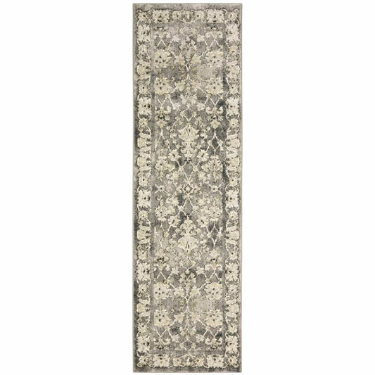 2' X 8' Grey Beige Tan And Brown Oriental Power Loom Stain Resistant Runner Rug - Homeroots - Flyclothing LLC