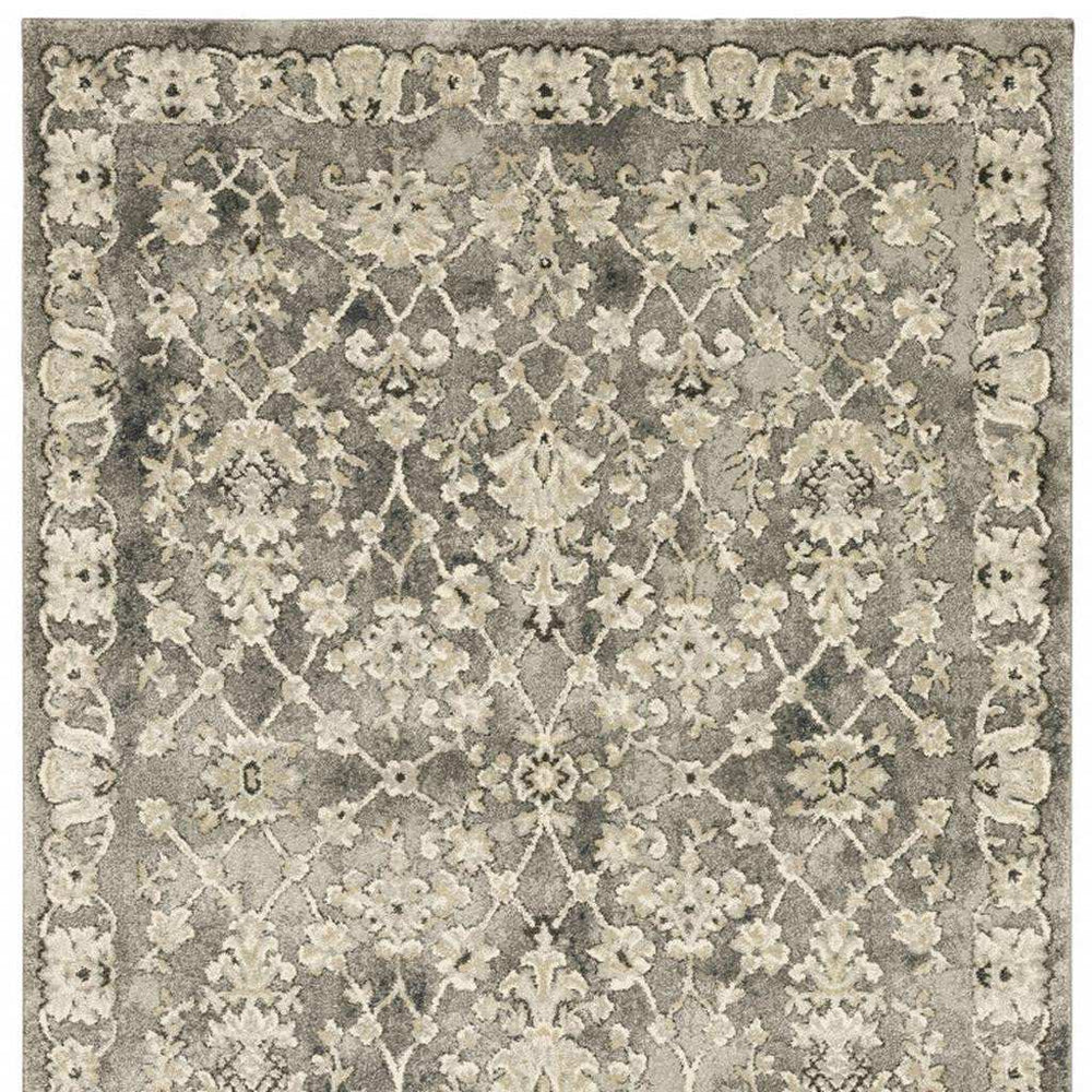 6' X 9' Grey Beige Tan And Brown Oriental Power Loom Stain Resistant Area Rug - Homeroots - Flyclothing LLC
